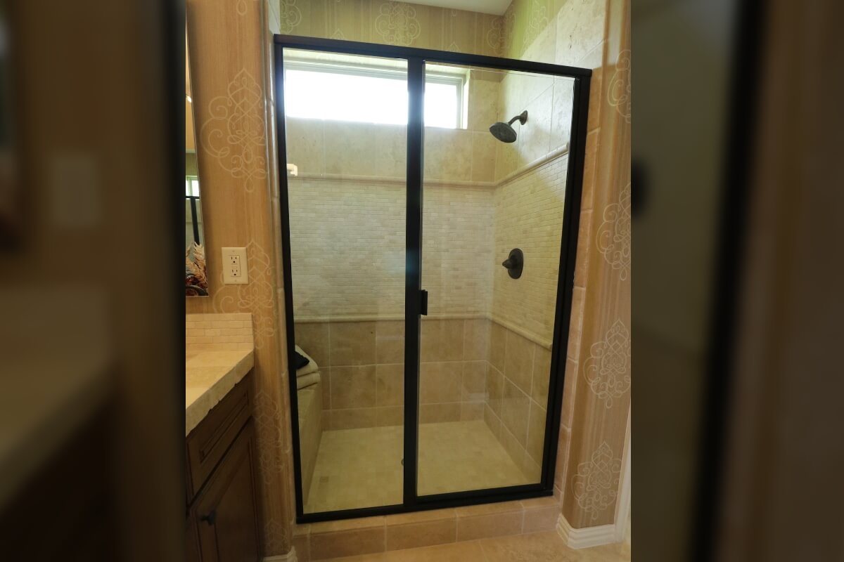Frameless Neo Angle Shower Doors Austin Texas Fashion Glass Mirror